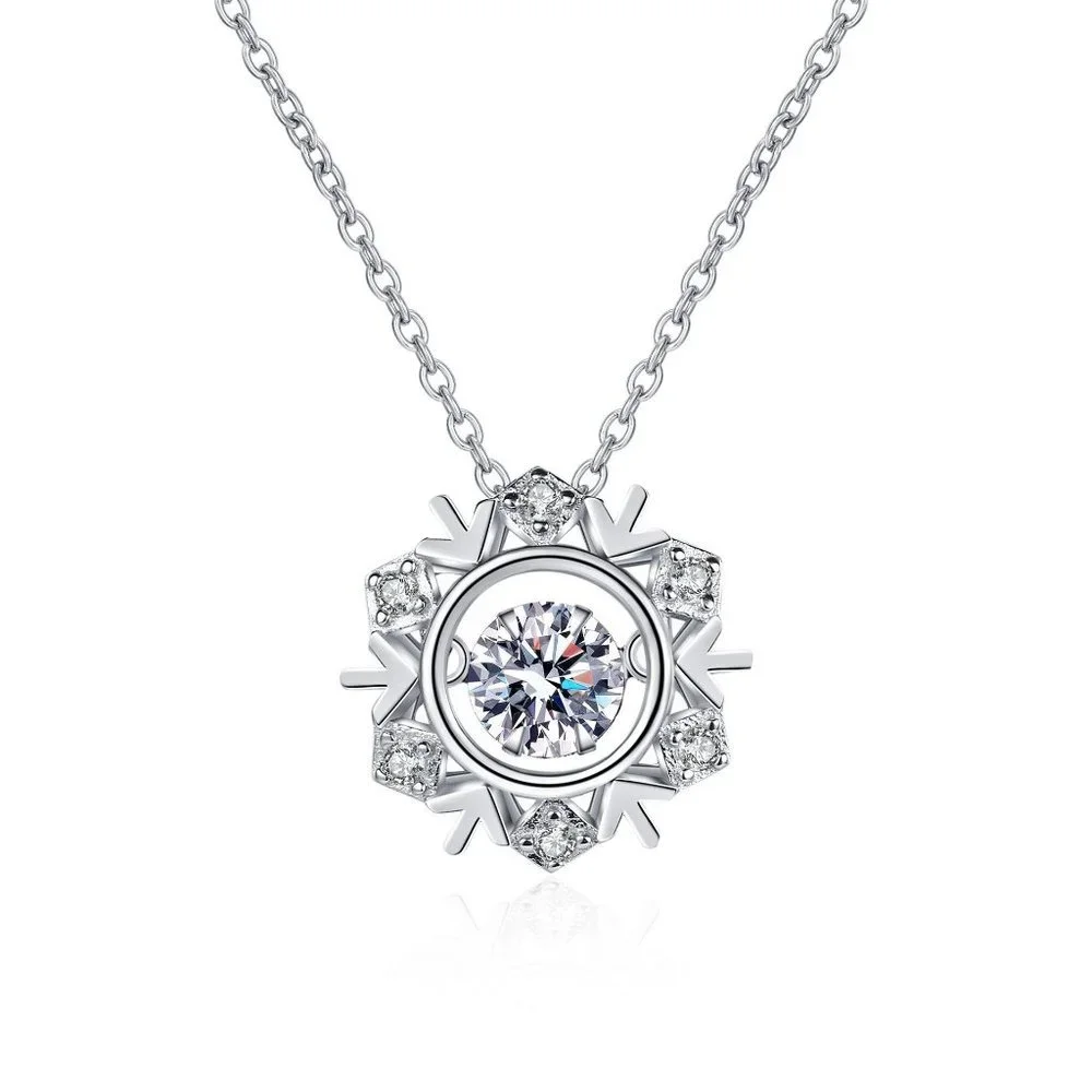 Certified 1/2ct. t.w. Diamond Moissanite Dancing Snowflake Necklace NEW